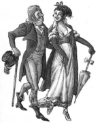 La première madame Lannes aimait à déambuler dans les rues de Lectoure - une illustration originale de jean Claude Pertuzé